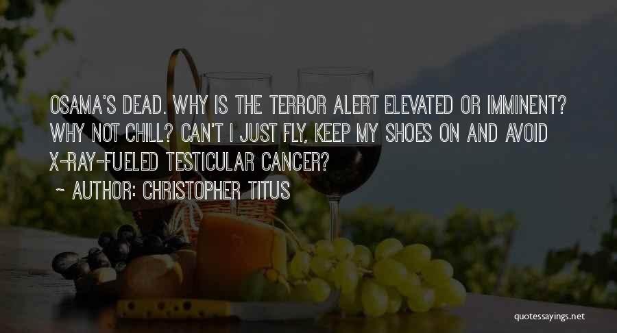 Christopher Titus Quotes: Osama's Dead. Why Is The Terror Alert Elevated Or Imminent? Why Not Chill? Can't I Just Fly, Keep My Shoes