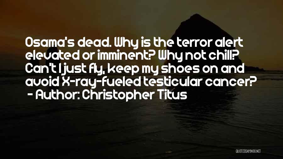 Christopher Titus Quotes: Osama's Dead. Why Is The Terror Alert Elevated Or Imminent? Why Not Chill? Can't I Just Fly, Keep My Shoes