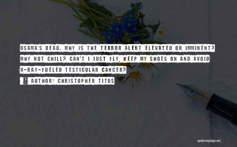 Christopher Titus Quotes: Osama's Dead. Why Is The Terror Alert Elevated Or Imminent? Why Not Chill? Can't I Just Fly, Keep My Shoes