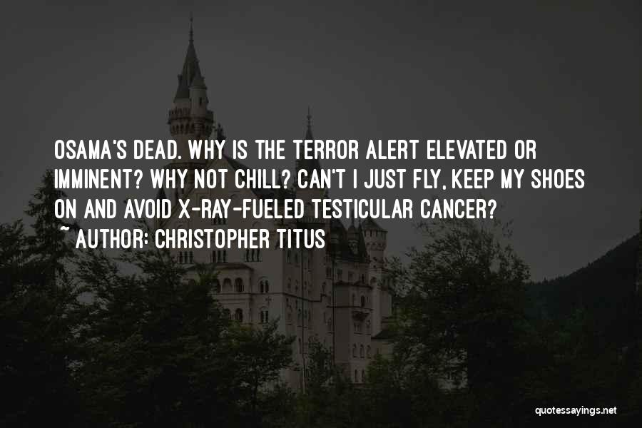 Christopher Titus Quotes: Osama's Dead. Why Is The Terror Alert Elevated Or Imminent? Why Not Chill? Can't I Just Fly, Keep My Shoes