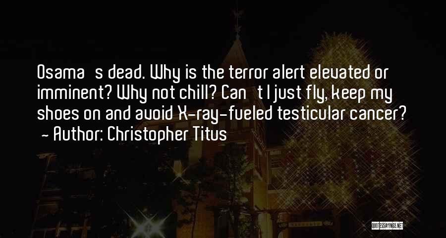 Christopher Titus Quotes: Osama's Dead. Why Is The Terror Alert Elevated Or Imminent? Why Not Chill? Can't I Just Fly, Keep My Shoes