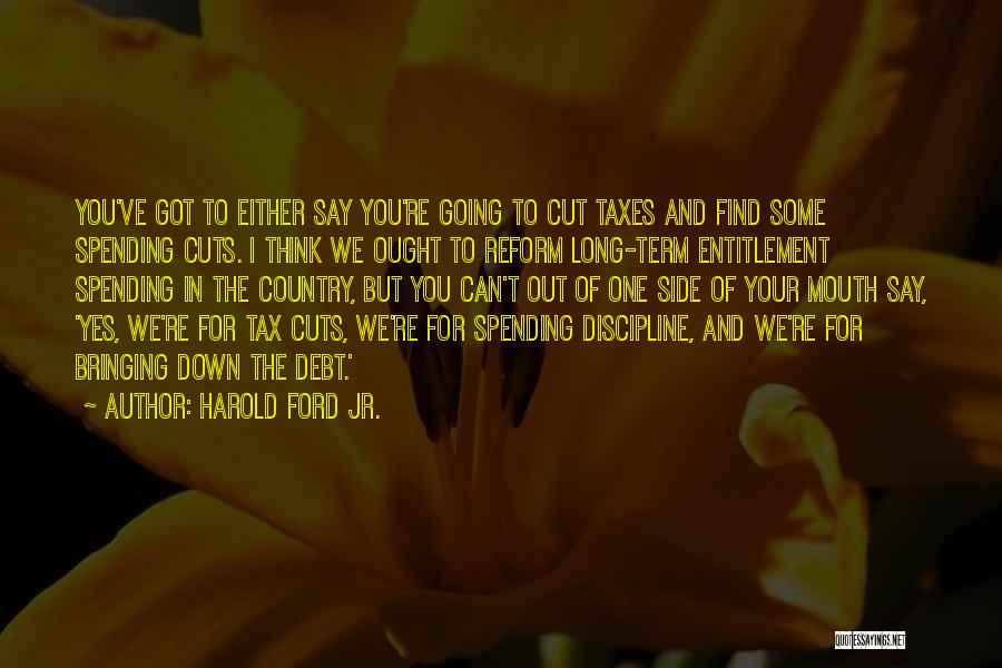 Harold Ford Jr. Quotes: You've Got To Either Say You're Going To Cut Taxes And Find Some Spending Cuts. I Think We Ought To