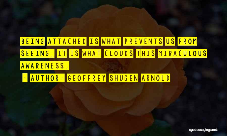 Geoffrey Shugen Arnold Quotes: Being Attached Is What Prevents Us From Seeing, It Is What Clouds This Miraculous Awareness.