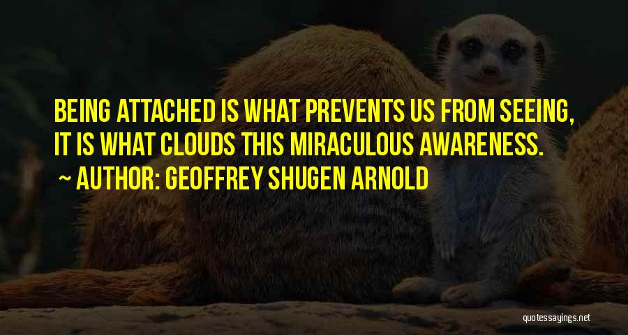 Geoffrey Shugen Arnold Quotes: Being Attached Is What Prevents Us From Seeing, It Is What Clouds This Miraculous Awareness.