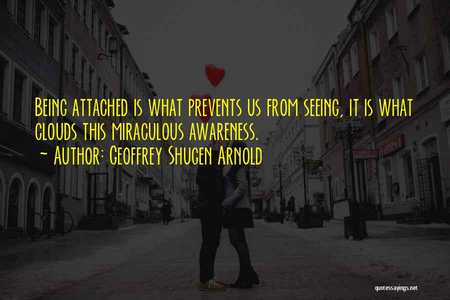 Geoffrey Shugen Arnold Quotes: Being Attached Is What Prevents Us From Seeing, It Is What Clouds This Miraculous Awareness.