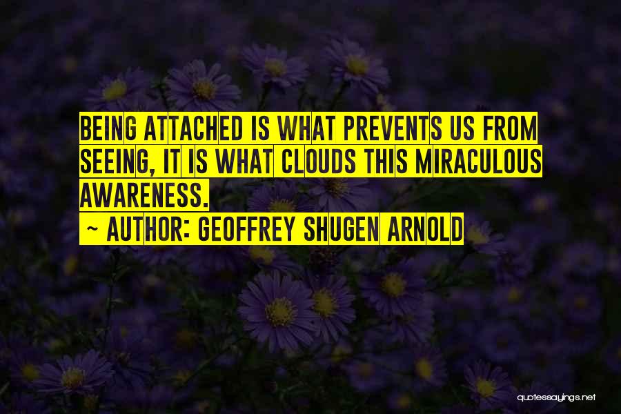 Geoffrey Shugen Arnold Quotes: Being Attached Is What Prevents Us From Seeing, It Is What Clouds This Miraculous Awareness.