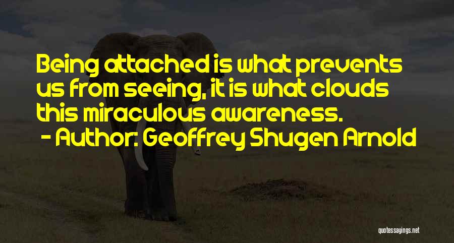 Geoffrey Shugen Arnold Quotes: Being Attached Is What Prevents Us From Seeing, It Is What Clouds This Miraculous Awareness.