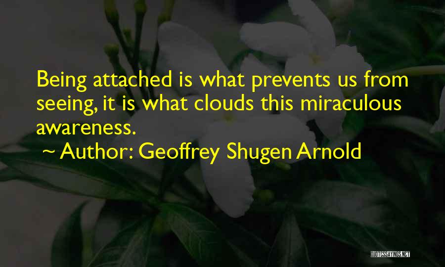 Geoffrey Shugen Arnold Quotes: Being Attached Is What Prevents Us From Seeing, It Is What Clouds This Miraculous Awareness.