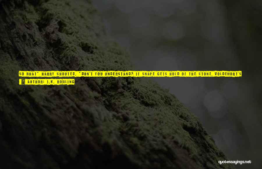 J.K. Rowling Quotes: So What Harry Shouted. Don't You Understand? If Snape Gets Hold Of The Stone, Voldemort's Coming Back! Haven't You Heard
