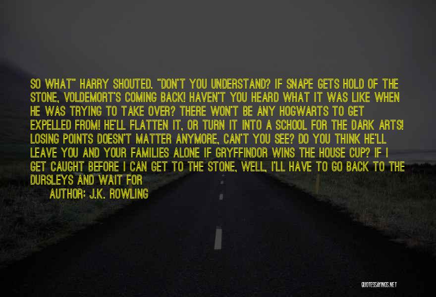 J.K. Rowling Quotes: So What Harry Shouted. Don't You Understand? If Snape Gets Hold Of The Stone, Voldemort's Coming Back! Haven't You Heard