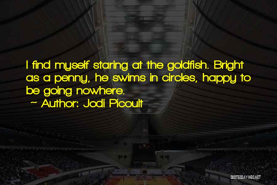Jodi Picoult Quotes: I Find Myself Staring At The Goldfish. Bright As A Penny, He Swims In Circles, Happy To Be Going Nowhere.