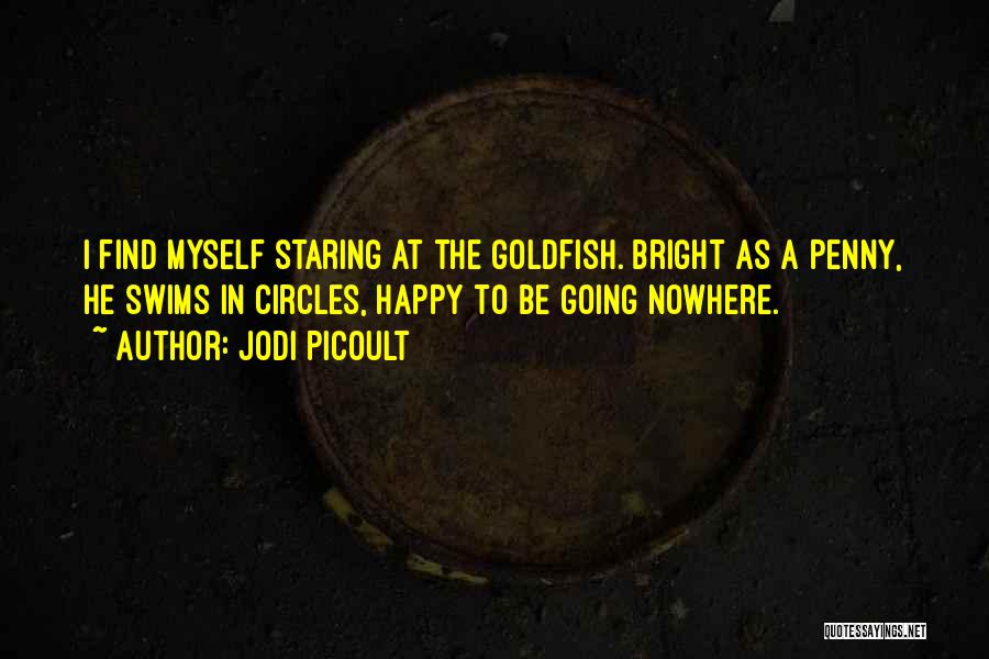 Jodi Picoult Quotes: I Find Myself Staring At The Goldfish. Bright As A Penny, He Swims In Circles, Happy To Be Going Nowhere.