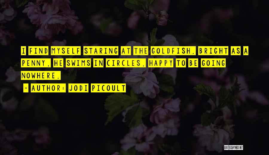 Jodi Picoult Quotes: I Find Myself Staring At The Goldfish. Bright As A Penny, He Swims In Circles, Happy To Be Going Nowhere.