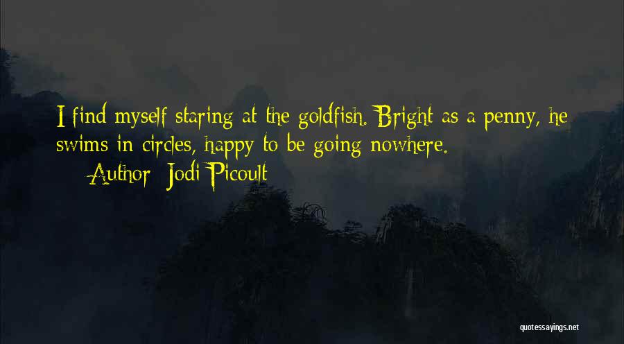 Jodi Picoult Quotes: I Find Myself Staring At The Goldfish. Bright As A Penny, He Swims In Circles, Happy To Be Going Nowhere.
