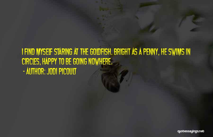 Jodi Picoult Quotes: I Find Myself Staring At The Goldfish. Bright As A Penny, He Swims In Circles, Happy To Be Going Nowhere.
