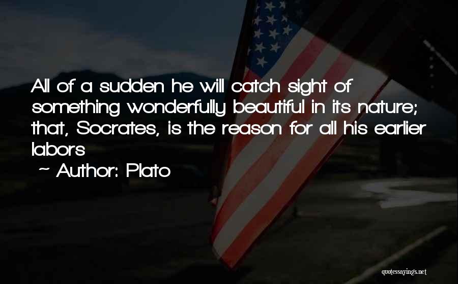 Plato Quotes: All Of A Sudden He Will Catch Sight Of Something Wonderfully Beautiful In Its Nature; That, Socrates, Is The Reason