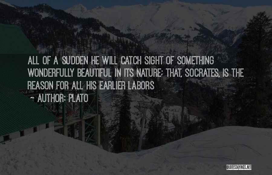 Plato Quotes: All Of A Sudden He Will Catch Sight Of Something Wonderfully Beautiful In Its Nature; That, Socrates, Is The Reason