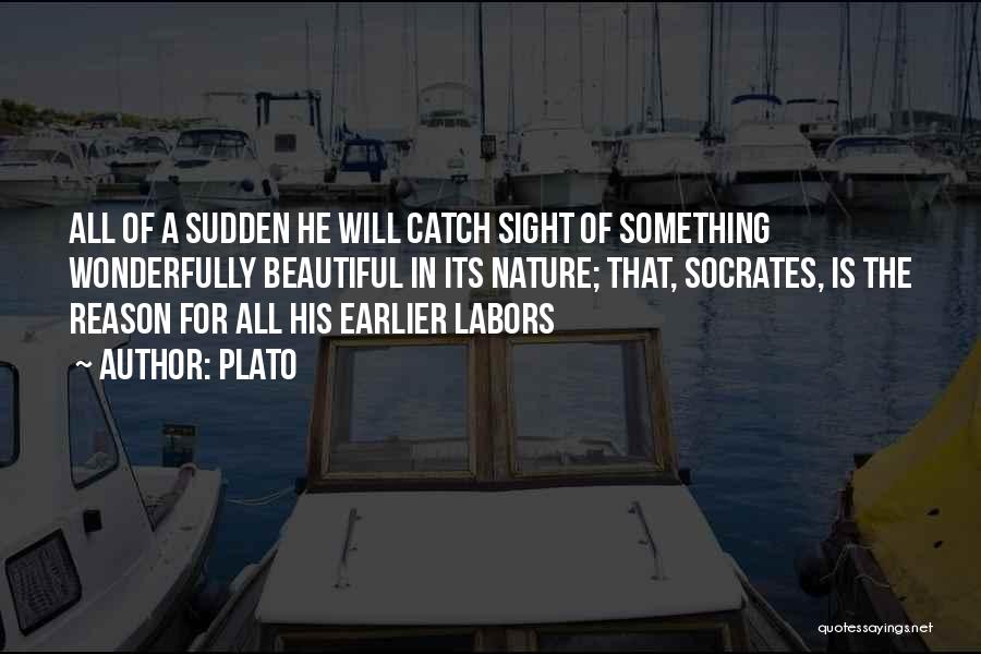 Plato Quotes: All Of A Sudden He Will Catch Sight Of Something Wonderfully Beautiful In Its Nature; That, Socrates, Is The Reason