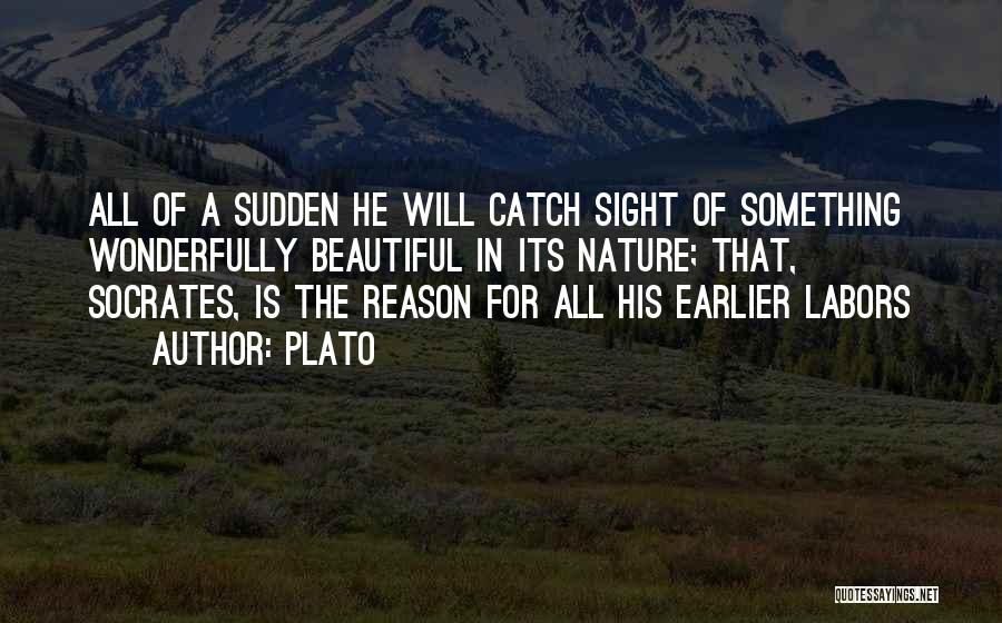 Plato Quotes: All Of A Sudden He Will Catch Sight Of Something Wonderfully Beautiful In Its Nature; That, Socrates, Is The Reason