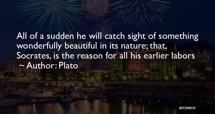 Plato Quotes: All Of A Sudden He Will Catch Sight Of Something Wonderfully Beautiful In Its Nature; That, Socrates, Is The Reason