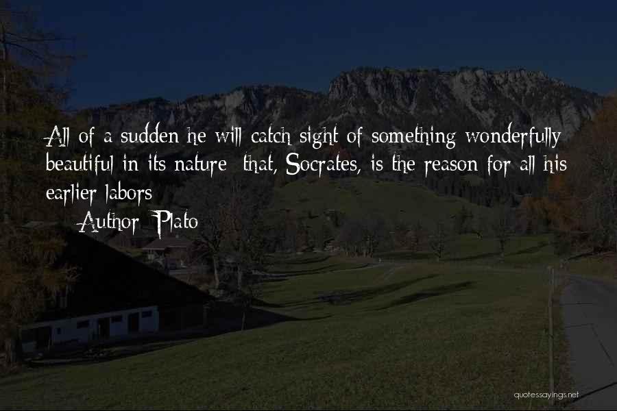 Plato Quotes: All Of A Sudden He Will Catch Sight Of Something Wonderfully Beautiful In Its Nature; That, Socrates, Is The Reason