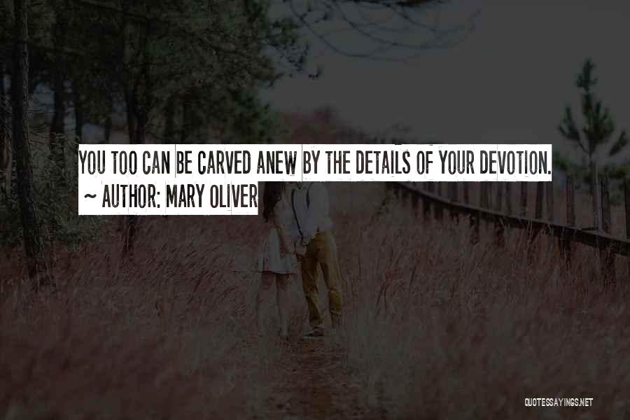 Mary Oliver Quotes: You Too Can Be Carved Anew By The Details Of Your Devotion.