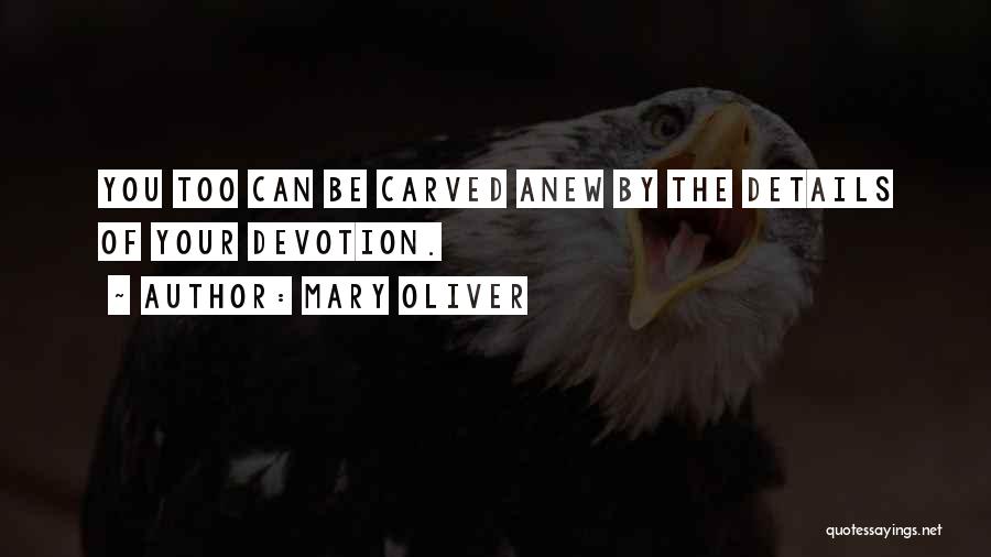 Mary Oliver Quotes: You Too Can Be Carved Anew By The Details Of Your Devotion.
