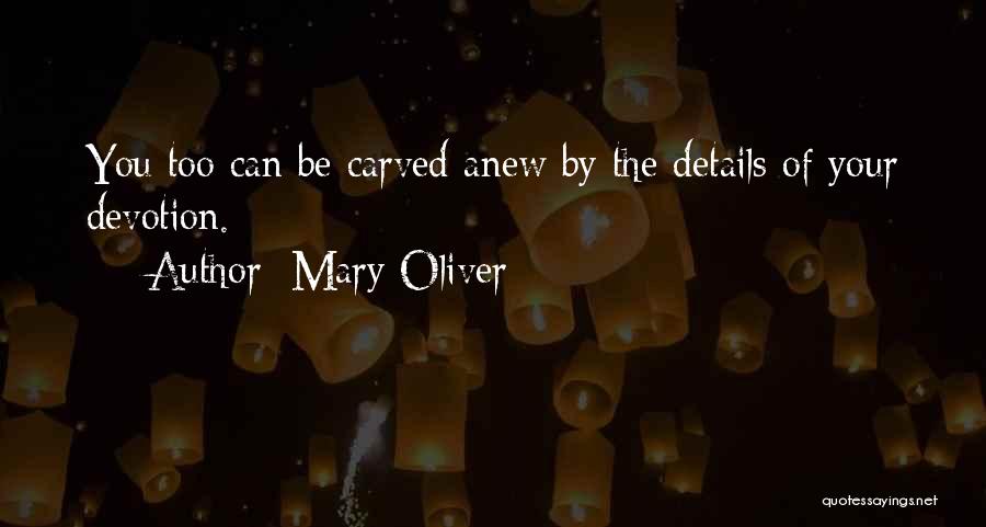 Mary Oliver Quotes: You Too Can Be Carved Anew By The Details Of Your Devotion.