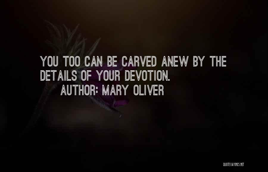 Mary Oliver Quotes: You Too Can Be Carved Anew By The Details Of Your Devotion.