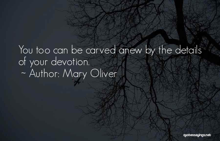 Mary Oliver Quotes: You Too Can Be Carved Anew By The Details Of Your Devotion.