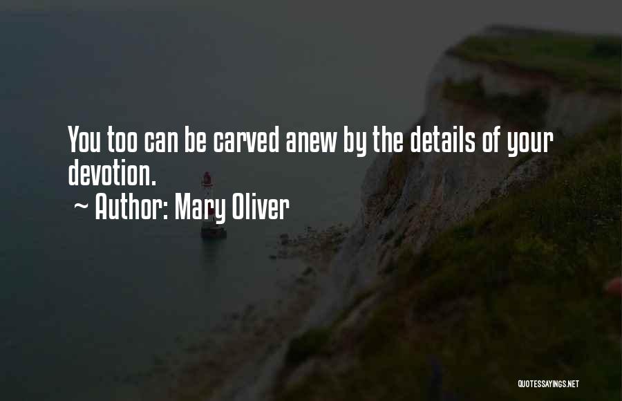 Mary Oliver Quotes: You Too Can Be Carved Anew By The Details Of Your Devotion.