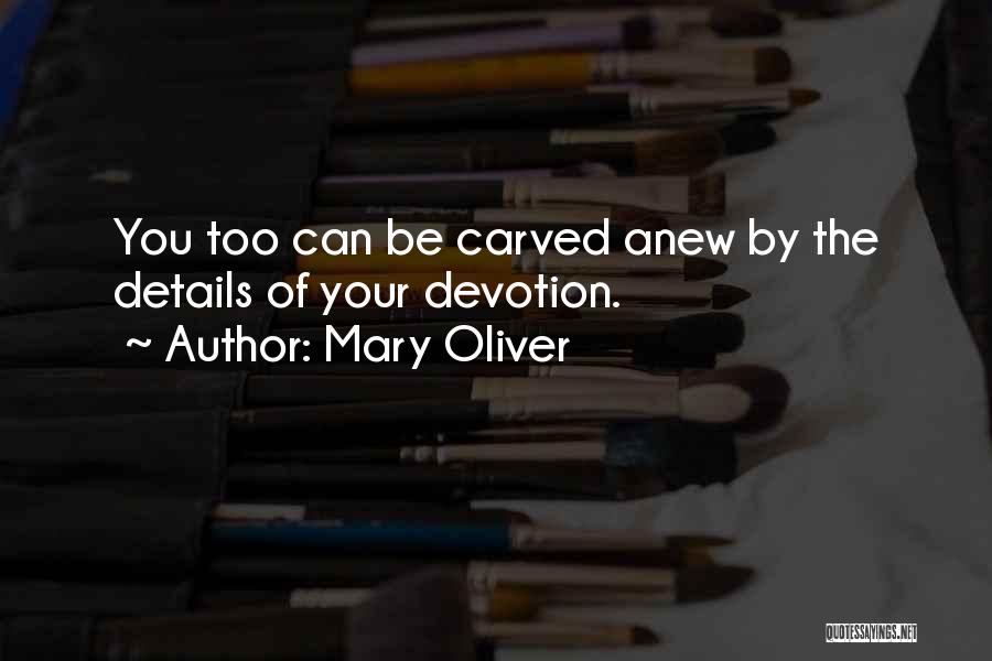 Mary Oliver Quotes: You Too Can Be Carved Anew By The Details Of Your Devotion.