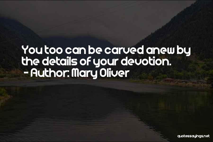 Mary Oliver Quotes: You Too Can Be Carved Anew By The Details Of Your Devotion.