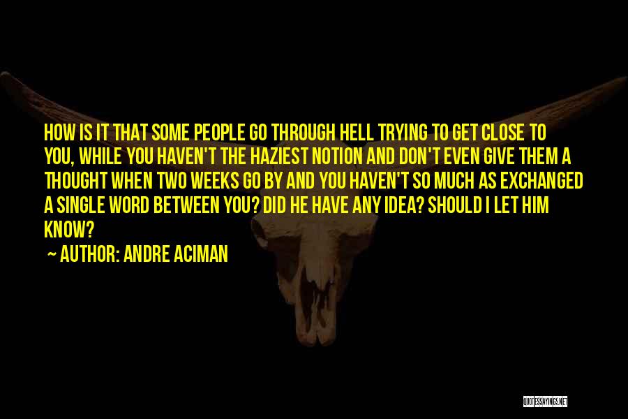 Andre Aciman Quotes: How Is It That Some People Go Through Hell Trying To Get Close To You, While You Haven't The Haziest