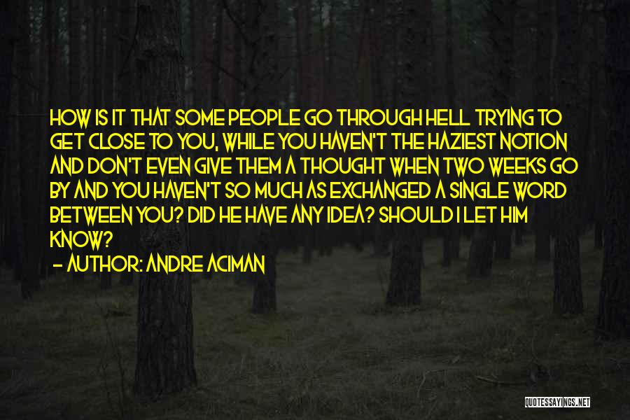 Andre Aciman Quotes: How Is It That Some People Go Through Hell Trying To Get Close To You, While You Haven't The Haziest