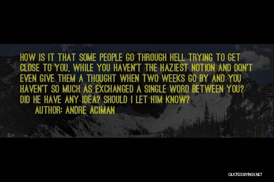 Andre Aciman Quotes: How Is It That Some People Go Through Hell Trying To Get Close To You, While You Haven't The Haziest