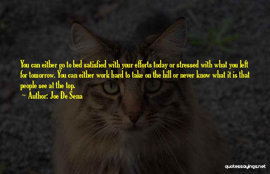 Joe De Sena Quotes: You Can Either Go To Bed Satisfied With Your Efforts Today Or Stressed With What You Left For Tomorrow. You