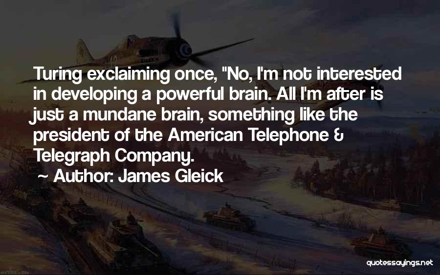 James Gleick Quotes: Turing Exclaiming Once, No, I'm Not Interested In Developing A Powerful Brain. All I'm After Is Just A Mundane Brain,