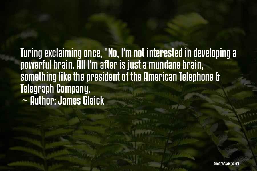 James Gleick Quotes: Turing Exclaiming Once, No, I'm Not Interested In Developing A Powerful Brain. All I'm After Is Just A Mundane Brain,