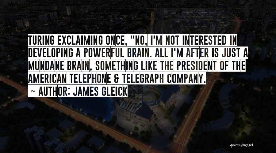 James Gleick Quotes: Turing Exclaiming Once, No, I'm Not Interested In Developing A Powerful Brain. All I'm After Is Just A Mundane Brain,