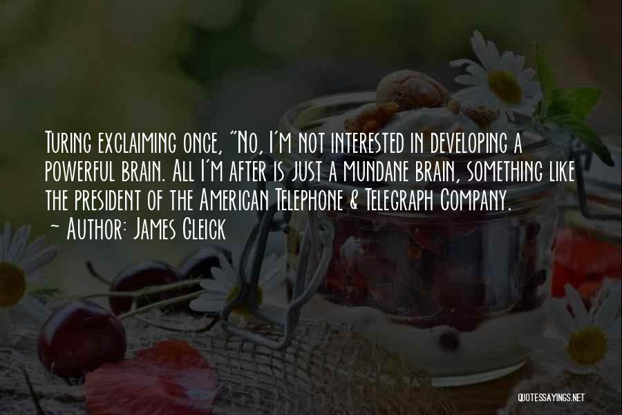James Gleick Quotes: Turing Exclaiming Once, No, I'm Not Interested In Developing A Powerful Brain. All I'm After Is Just A Mundane Brain,