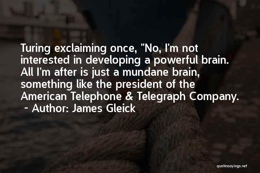 James Gleick Quotes: Turing Exclaiming Once, No, I'm Not Interested In Developing A Powerful Brain. All I'm After Is Just A Mundane Brain,