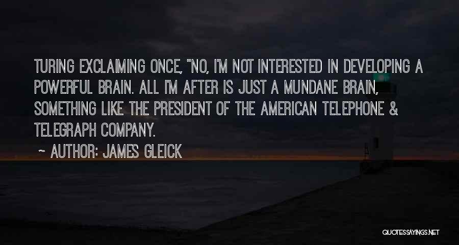 James Gleick Quotes: Turing Exclaiming Once, No, I'm Not Interested In Developing A Powerful Brain. All I'm After Is Just A Mundane Brain,