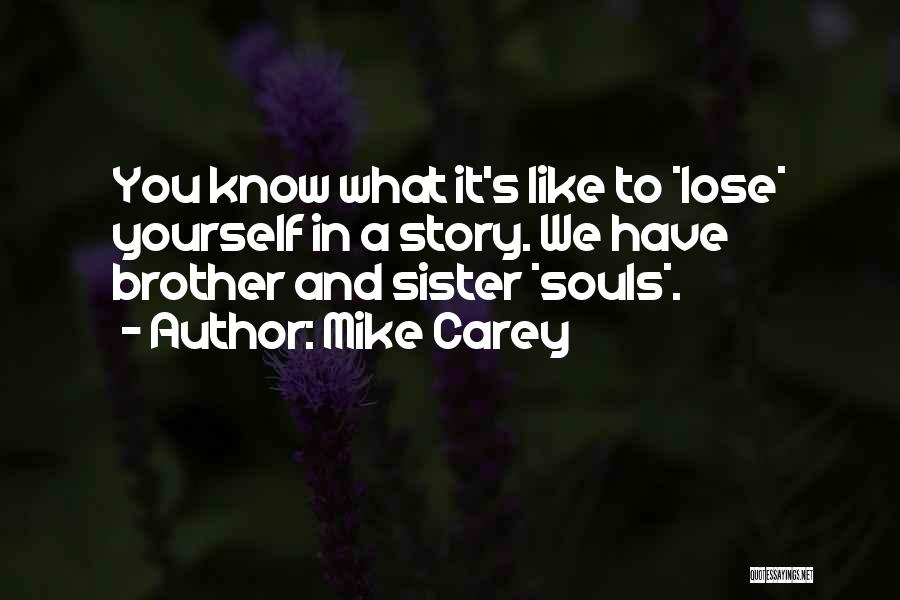 Mike Carey Quotes: You Know What It's Like To *lose* Yourself In A Story. We Have Brother And Sister *souls*.