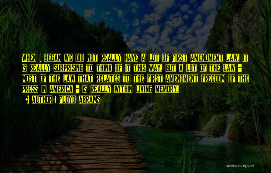 Floyd Abrams Quotes: When I Began We Did Not Really Have A Lot Of First Amendment Law. It Is Really Surprising To Think
