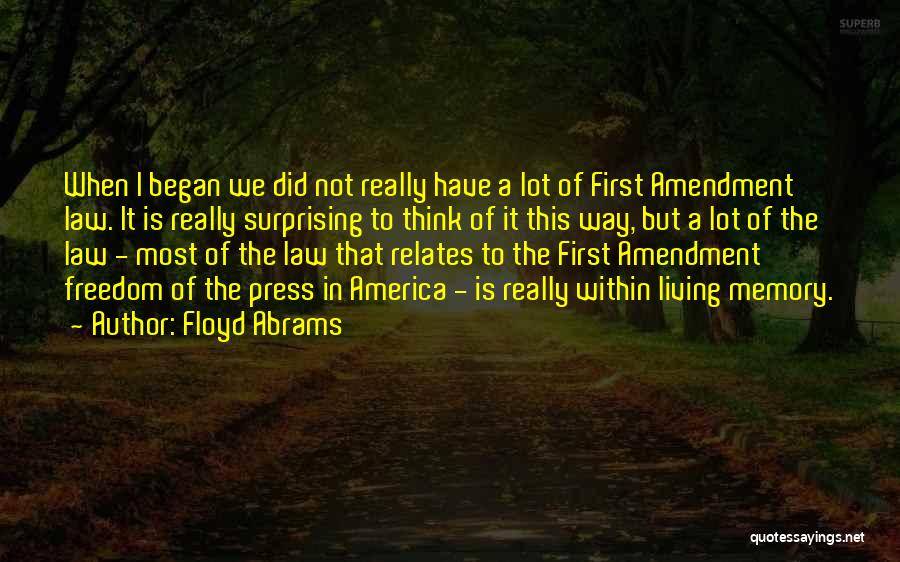 Floyd Abrams Quotes: When I Began We Did Not Really Have A Lot Of First Amendment Law. It Is Really Surprising To Think