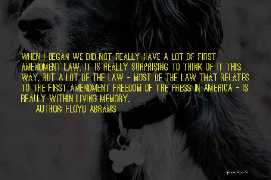 Floyd Abrams Quotes: When I Began We Did Not Really Have A Lot Of First Amendment Law. It Is Really Surprising To Think