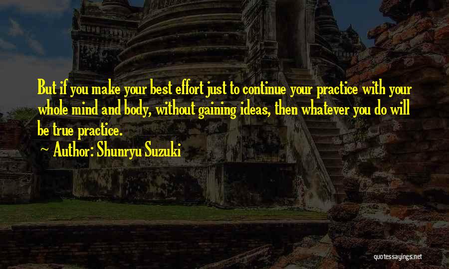 Shunryu Suzuki Quotes: But If You Make Your Best Effort Just To Continue Your Practice With Your Whole Mind And Body, Without Gaining