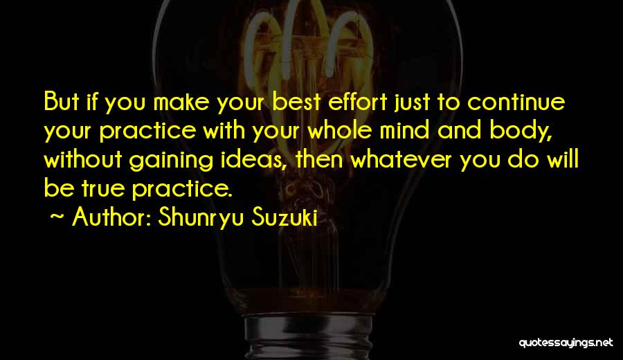 Shunryu Suzuki Quotes: But If You Make Your Best Effort Just To Continue Your Practice With Your Whole Mind And Body, Without Gaining