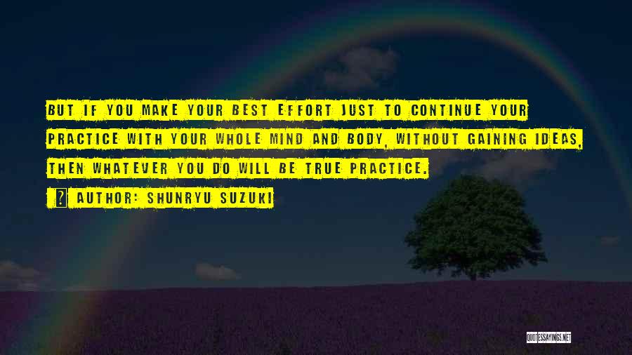 Shunryu Suzuki Quotes: But If You Make Your Best Effort Just To Continue Your Practice With Your Whole Mind And Body, Without Gaining